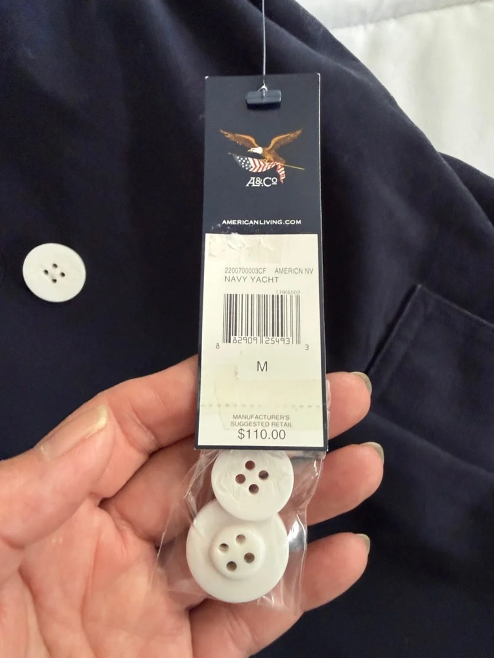 J. Crew Navy Double-Breasted Peacoat with White Buttons - Picture 7 of 7
